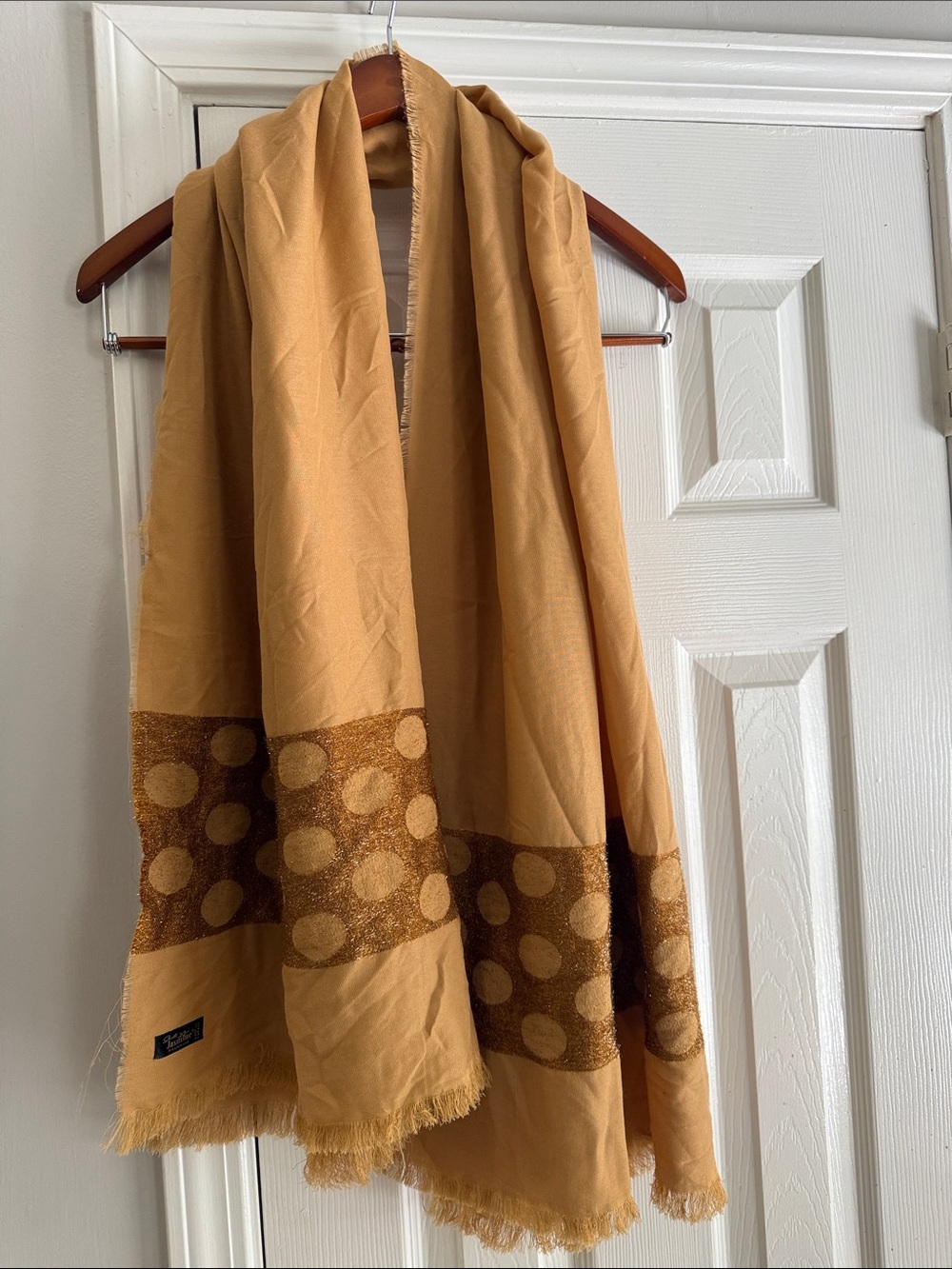 Jasmine Pashmina Mustard Yellow Polka Dot Lightweight Shawl/Scarf